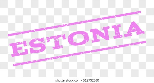Estonia watermark stamp. Text tag between parallel lines with grunge design style. Rubber seal stamp with dirty texture. Vector violet color ink imprint on a chess transparent background.