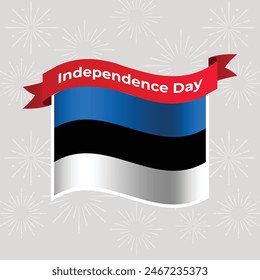 Estonia Wavy Flag Independence Day Banner Background