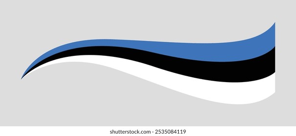 Estonia wavy flag ribbon, Estonian flag tricolor curvy design, Estonia wavy flag vector illustration