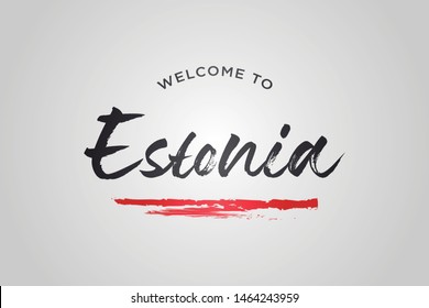 Estonia  Welcome To Word Text with Creative Handwritten Font Design Vector Illustration. - Vector 