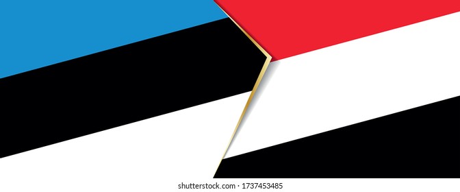 Estonia and Yemen flags, two vector flags symbol of relationship or confrontation.