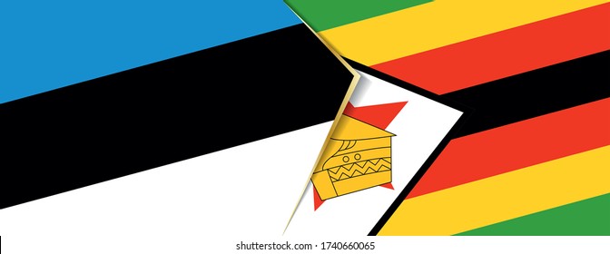 Estonia and Zimbabwe flags, two vector flags symbol of relationship or confrontation.