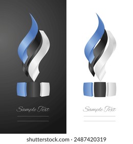 Cinta de bandera ondulada 3D abstracta estonia para marcas de moda e industria. Estonia 3D antorcha llama etiqueta etiqueta etiqueta Vector