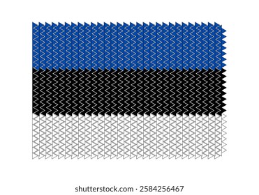 Estonian country flag. Tricolor flag. blue black and white flag. triangular motif flag. beautifull flags