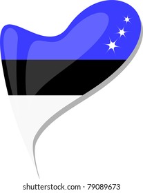 Estonian flag button heart shape. vector