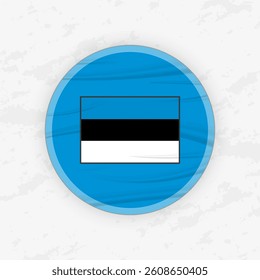 Estonian Flag in a Circular Emblem Design, Abstract Round Sticker Illustration. This high-quality vector graphic is perfect for use in patriotic designs, international events, sport competitions.