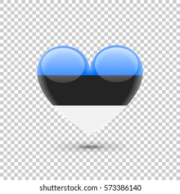 Estonian Flag Heart Icon on Transparent Background. Vector illustration