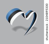 Estonian flag heart shaped ribbon. Vector illustration.
