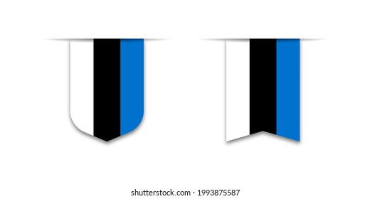 Estonian flag. Label flag icon, checkbox sign. Flags of the world. Vector illustration