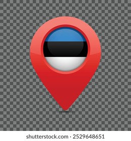 Estonian flag pin for maps and navigation systems to mark current location. User Interface icon design. Vector illustration