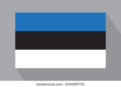 Estonian flag with shadow, vector illustration. The national flag of Estonia.