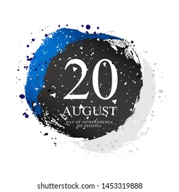 Estonian flag in the shape of a circle. August 20 - Independence Day in Estonia. Vector illustration on white background. Brush strokes drawn by hand.