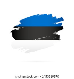 Estonian flag. Vector illustration on white background. Brush strokes drawn by hand. Estonian Independence Day.