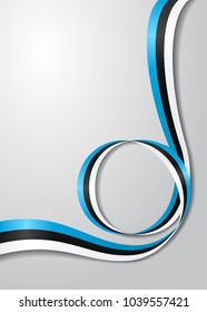 Estonian flag wavy abstract background. Vector illustration.