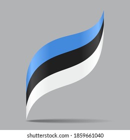 Estonian flag wavy abstract background. Vector illustration.