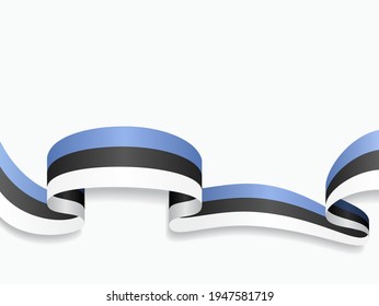 Estonian flag wavy abstract background. Vector illustration.