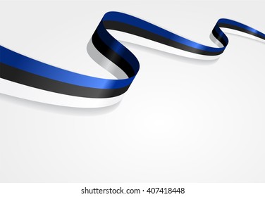 Fondo abstracto ondulado de la bandera estonia. Ilustración vectorial.