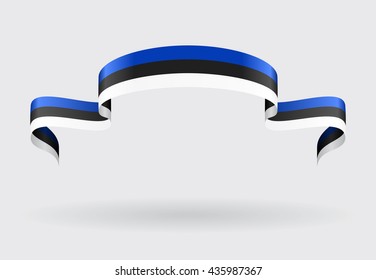 Estonian flag wavy abstract background. Vector illustration.