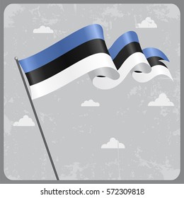 Estonian flag wavy abstract background. Vector illustration.