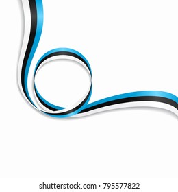 Estonian flag wavy abstract background. Vector illustration.