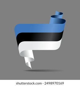 Fondo ondulado de la cinta de la bandera estonia. Ilustración vectorial.