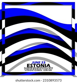 Estonian flags fluttering with frames and bold text on white background to commemorate Estonia Victory Day on June 23