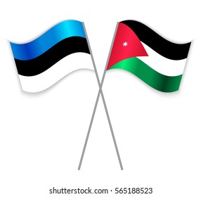 Estonian and Jordanian crossed flags. Estonia combined with Jordan isolated on white. Language learning, international business or travel concept.