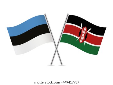 Estonian and Kenyan flags. Vector illustration.