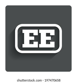 Estonian language sign icon. EE translation symbol with frame. Gray flat button with shadow. Modern UI website navigation. Vector