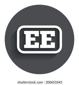 Estonian language sign icon. EE translation symbol with frame. Circle flat button with shadow. Modern UI website navigation. Vector
