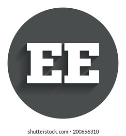 Estonian language sign icon. EE translation symbol. Circle flat button with shadow. Modern UI website navigation. Vector