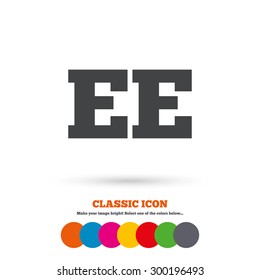 Estonian language sign icon. EE translation symbol. Classic flat icon. Colored circles. Vector