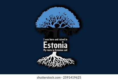 Estonian roots and symbolism: a tree with the Estonian flag, embodying national pride and love for nature	