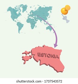 Estonia's place in the world. 3D map