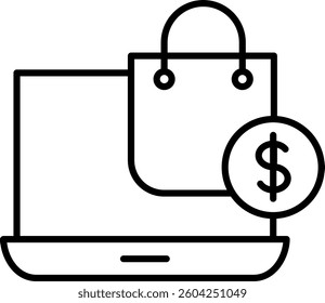 e-Store Outline icon vector illustration