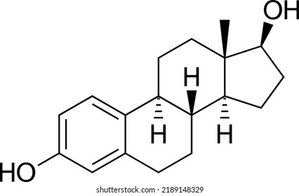 Estradiol Hormon chemische Struktur Vektorkunst mit einfachen Linien und Kurven