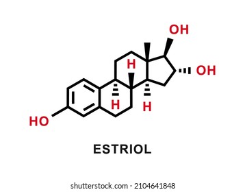 Fórmula química del estriol. Estructura molecular química del estriol. Ilustración del vector