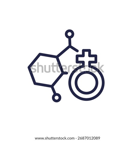 Estrogen therapy line icon with molecule