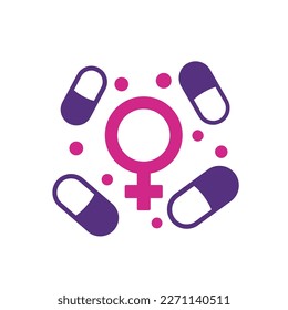 Estrogen therapy pills icon on white