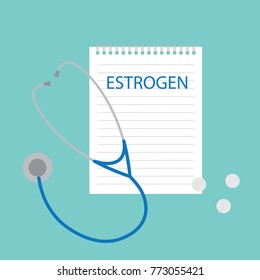 Estrogen written in notebook- vector illustration