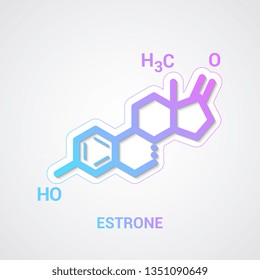 Estrone molecule - Skeletal formula on white background