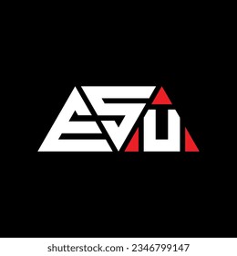 Diseño del logotipo de la letra del triángulo ESU con forma de triángulo. Monograma de diseño del logotipo del triángulo ESU. Plantilla de logotipo vectorial de triángulo ESU con color rojo. Logo triangular de la ESU Diseño sencillo, elegante y lujoso.