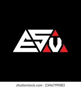 ESV triangle letter logo design with triangle shape. ESV triangle logo design monogram. ESV triangle vector logo template with red color. ESV triangular logo Simple, Elegant, and Luxurious design.