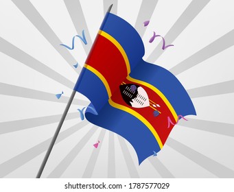 The Eswatini celebration flag flew at a height