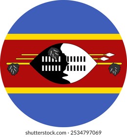 Eswatini Circle Flag, Circle Flag of Eswatini, Vector Images