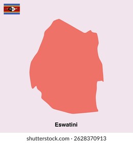 Vector del mapa del país de Eswatini sobre fondo transparente