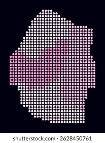 ESwatini dotted map. Digital style map of the country on dark background. ESwatini shape with circle dots. Colored dots style. Large size circles. Amazing vector illustration.
