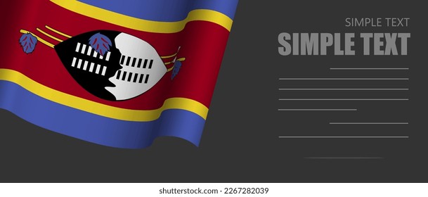 Eswatini flag banner rectangle background,Eswatini dark mode black tone wallpaper,website banner Eswatini black and white tone with grey text.