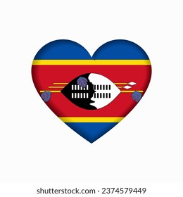 Eswatini flag heart-shaped sign. Vector illustration.