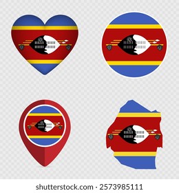 Eswatini Flag Icons Pack. Vector illustration.
